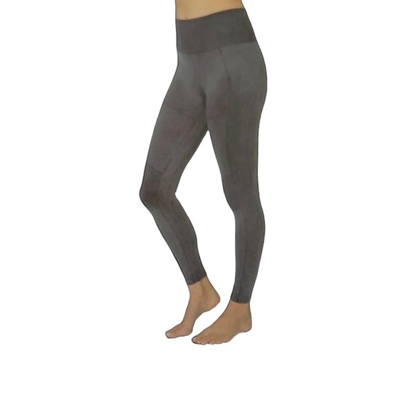 Tuff Athletics Compression Leggings Stone Wash Gray High Waist M - Picture 1 of 4